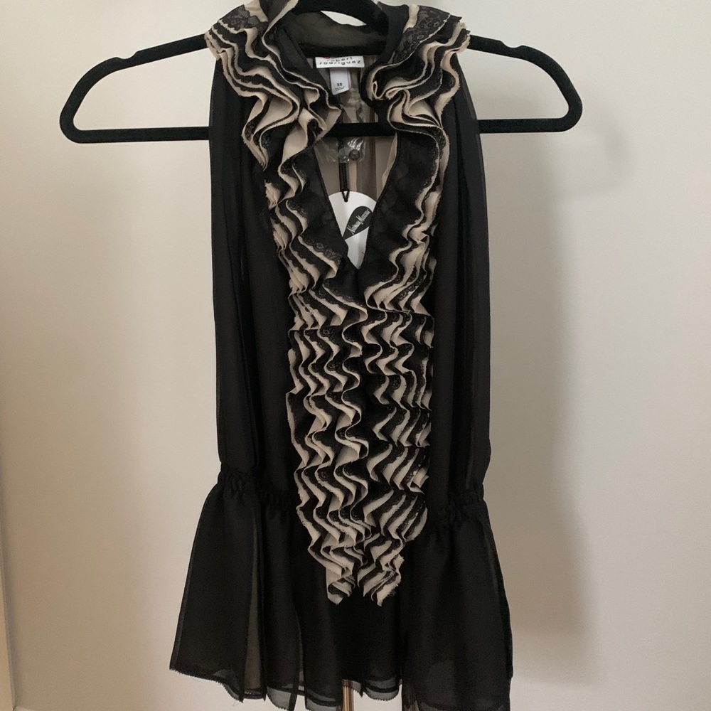 Robert Rodriguez Ruffled Two Tone Tank Blouse NWT